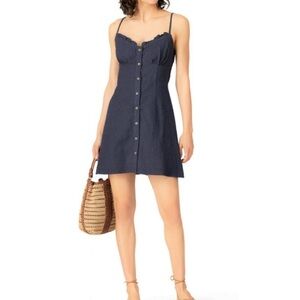 Le Rumi Amalie Navy Blue Textured Mini Dress